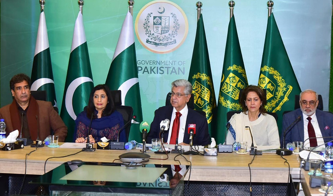 Pakistan’s Caretaker Information Minister Murtaza Solangi speaks during a press confrence on February 3, 2024, in Islamabad, Pakistan. (Photo courtesy: Radio Pakistan)