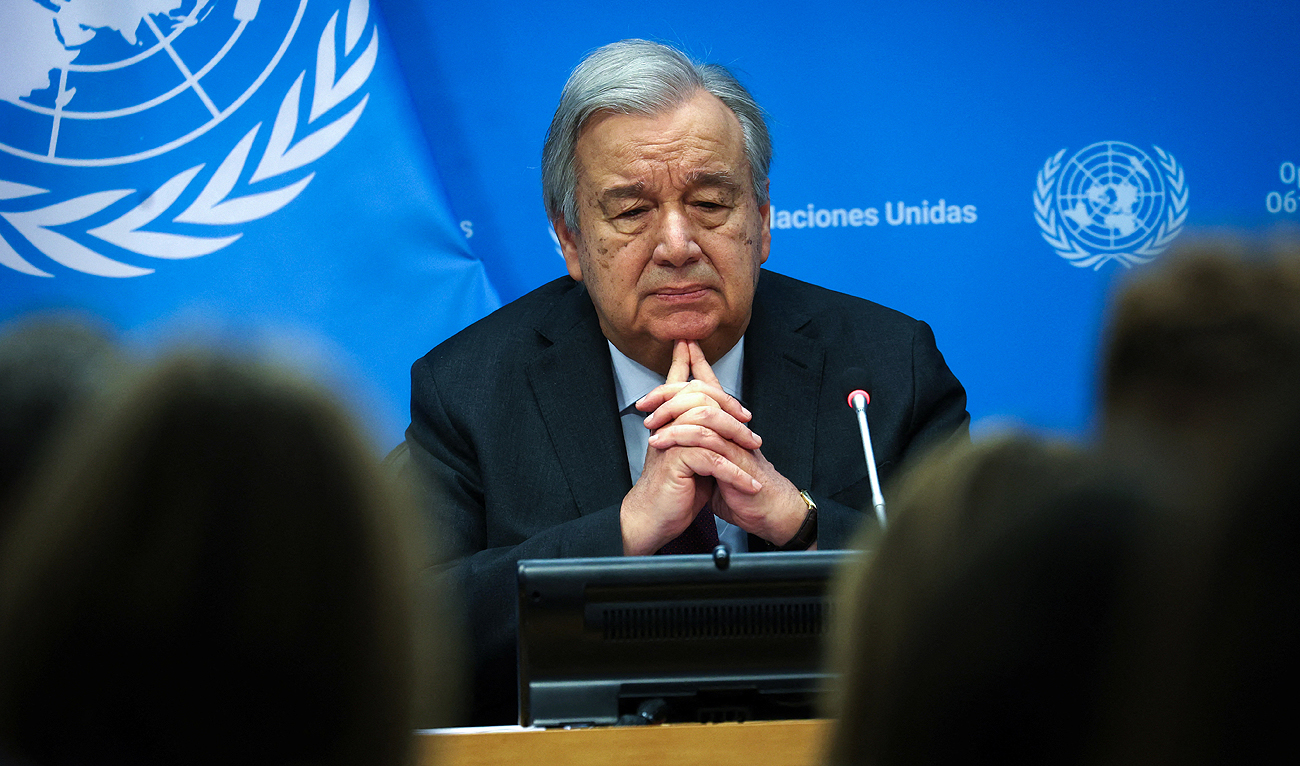 United Nations Secretary General Antonio Guterres takes questions during a press conference at U.N. headquarters in New York City, U.S., February 8, 2024. (REUTERS)