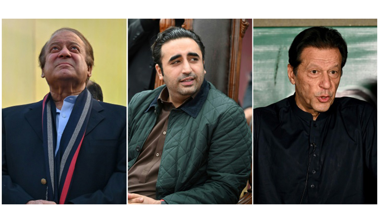 A combination of file photos of Pakistani political leaders (left to right): Nawaz Sharif, Bilawal Bhutto Zardari, Imran Khan. (Photo courtesy: AFP)