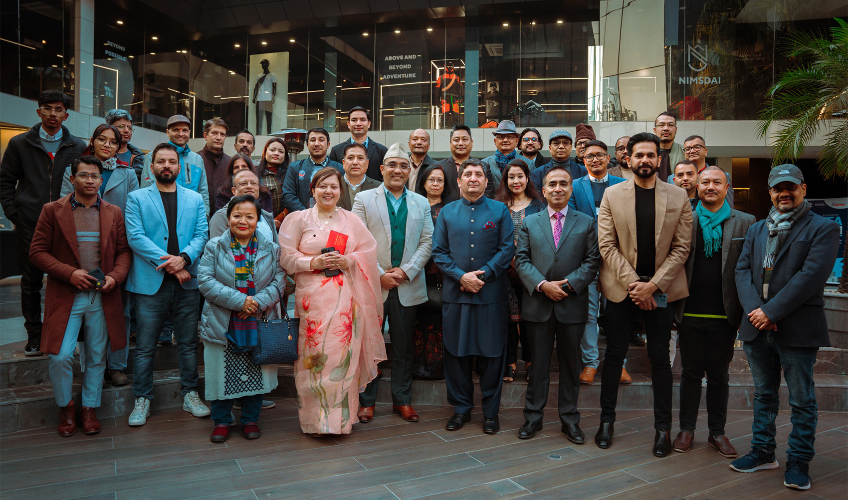 The picture posted on February 21, 2024, on Dellsons Group's Facebook shows officials of the Dellsons Group and Nepal Internet Foundation posing for a picture in Kathmandu, Nepal. (Dellsons Associates)