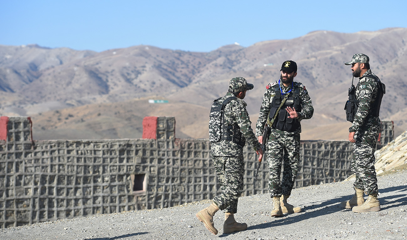 Pakistani army soldier stand guard on a border terminal in Ghulam Khan, a town in North Waziristan, on the border between Pakistan and Afghanistan, on January 27, 2019. (AFP/File)