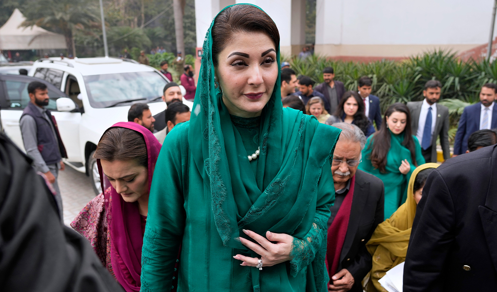 Maryam Nawaz, newly elected chief minister of a Pakistani province, Punjab, arrives to attend provincial assembly session, in Lahore, Pakistan, on Feb. 26, 2024. (AP)