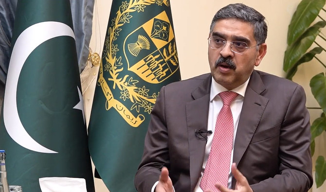 In this screengrab taken from WE News's YouTube page on October 12, 2023, Pakistani interim prime minister Anwaar-ul-Haq Kakar speaks during an interview with an online publication, WE News, in Islamabad. (WE News/File)