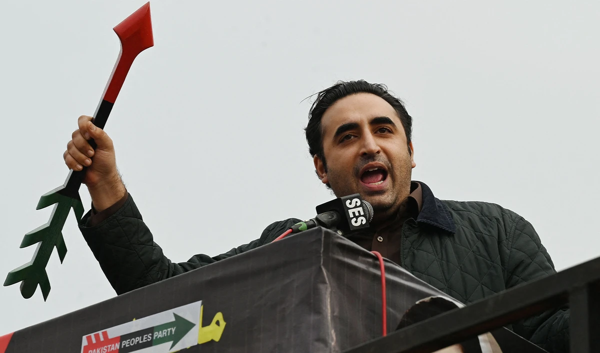 Pakistan People's Party (PPP) chairman Bilawal Bhutto Zardari addresses supporters during an election campaign rally in Batkhela town of Malakand district in Khyber Pakhtunkhwa province on January 31, 2024, ahead of Pakistan's upcoming national elections. (AFP)