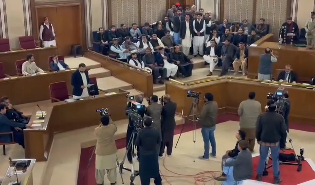 Mir Sarfraz Bugti takes oath as Chief Minister of Balochistan province at the provincial assembly in Quetta on March 1, 2024. (Photo courtesy: Facebook/ Sarfaraz Bugti)