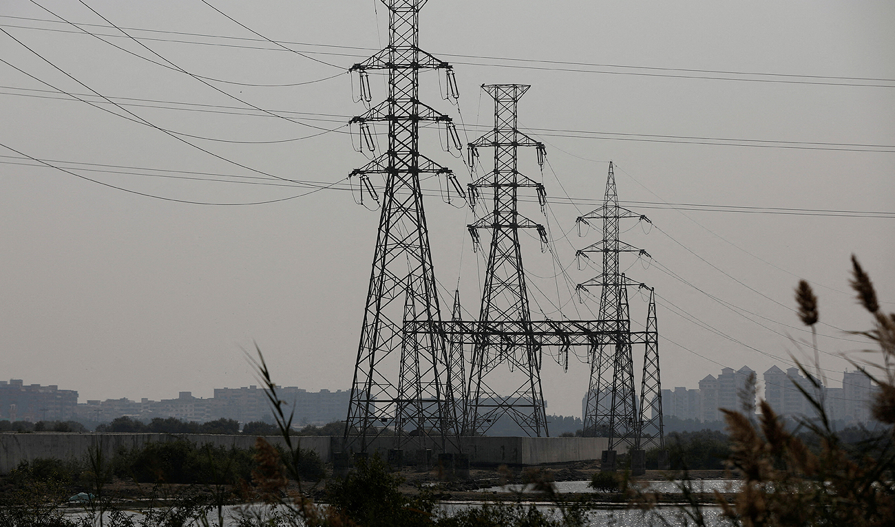 This file photo, taken on January 24, 2023, shows a power transmission tower in Karachi. (REUTERS/File)
