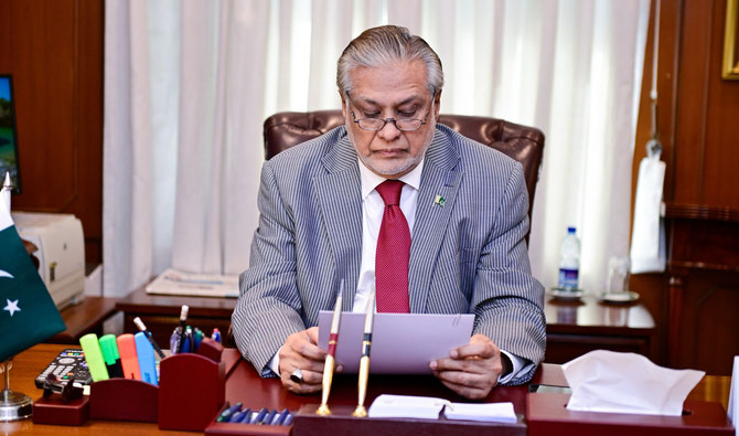 Newly appointed foreign minister Ishaq Dar is pictured at Pakistan's foreign ministry in Islamabad, Pakistan, on March 12, 2024. (Foreign Office/File)