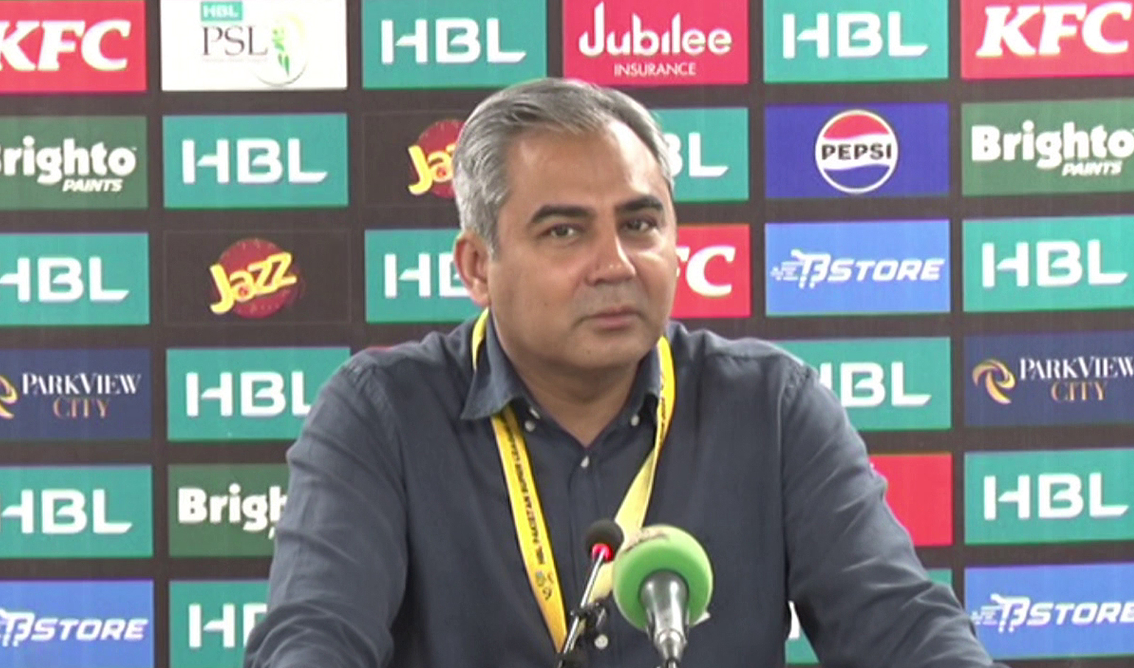 Pakistan Cricket Board Moshin Naqvi addresses media in Karachi, Pakistan, on March 18, 2024. (Pakistan Cricket Board)