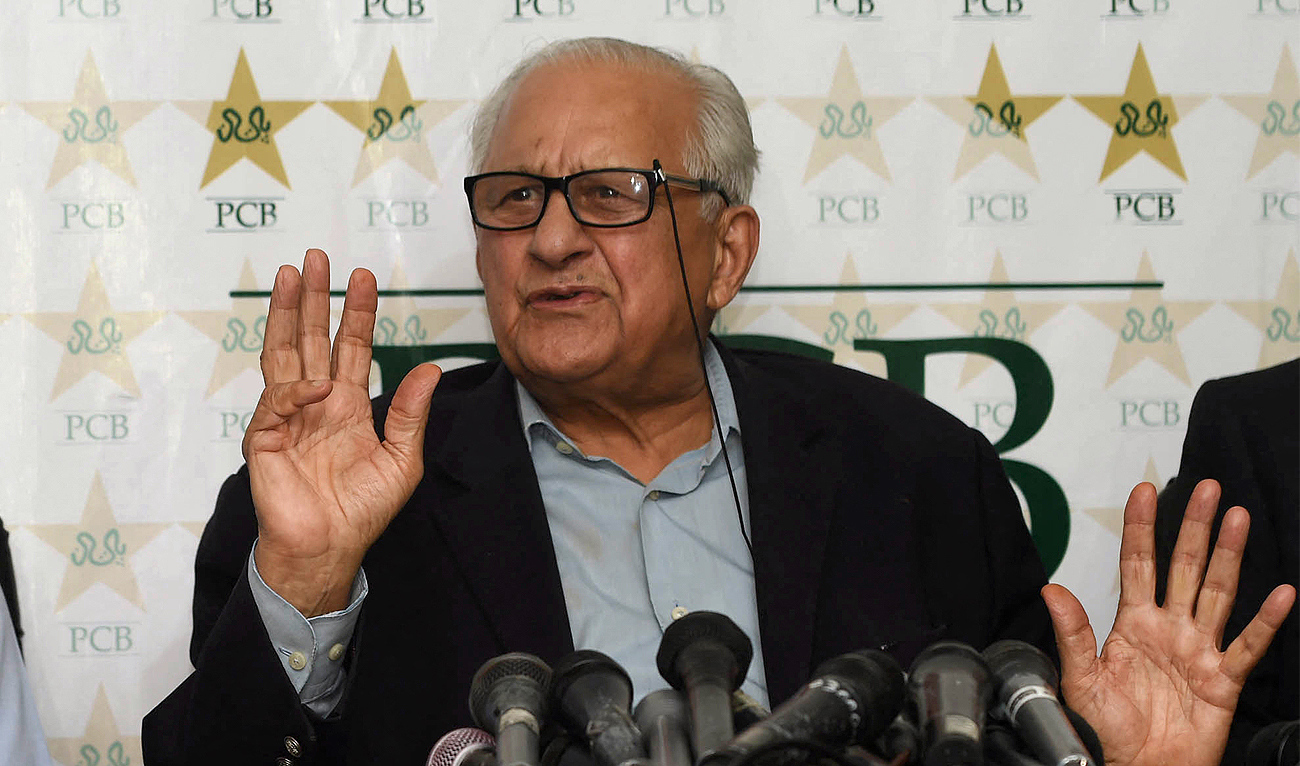 This file photo, taken on March 30, 2015, shows Shahryar Khan, Pakistan Cricket Board’s then chairman, during a press conference in Lahore. (AFP/File)