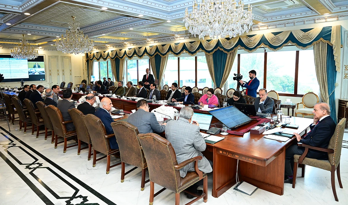 Prime Minister Muhammad Shehbaz Sharif chairs a meeting on privatization of State-Owned Enterprises on March 7, 2024, in Islamabad, Pakistan. (PMO)