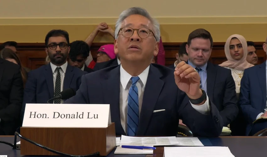 US Assistant Secretary of State Donald Lu is seen speaking during a hearing held by the Committee on Foreign Affairs in the US House of Representatives in US in March 20, 2024. (US Capitol)