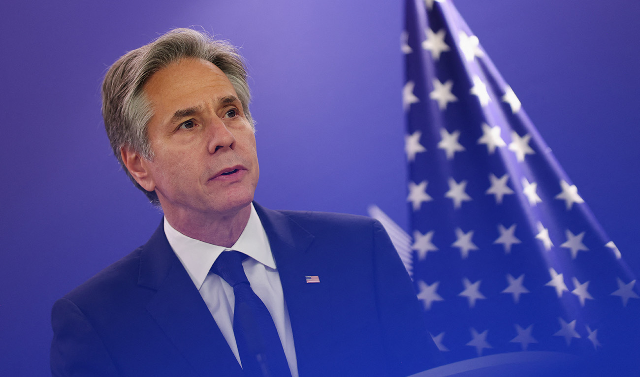 US Secretary of State Antony Blinken speaks to the press after meeting with the Armenian Prime Minister, European Union Foreign Policy chief and the EU Commission President, in Brussels on April 5, 2024. (AFP/File)