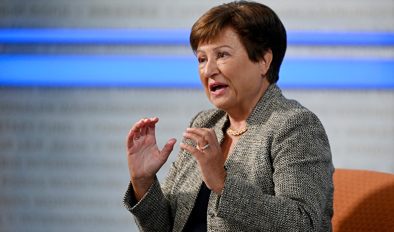 International Monetary Fund (IMF) Managing Director Kristalina Georgieva speaks during an interview with AFP at IMF Headquarters in Washington, DC, on January 10, 2024. (AFP/File)