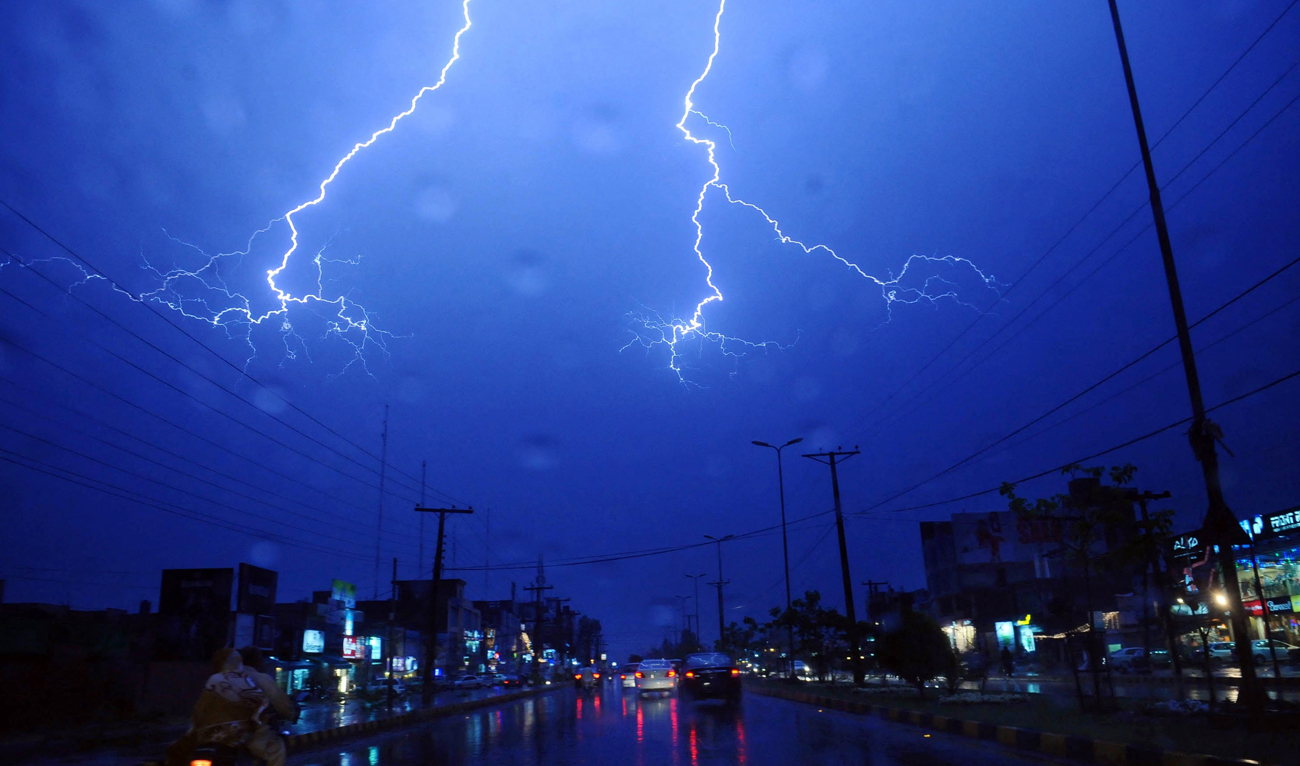 A lightning is pictured over Lahore City during a thunder storm that was followed with heavy rain on April 13, 2012. (AFP/File)