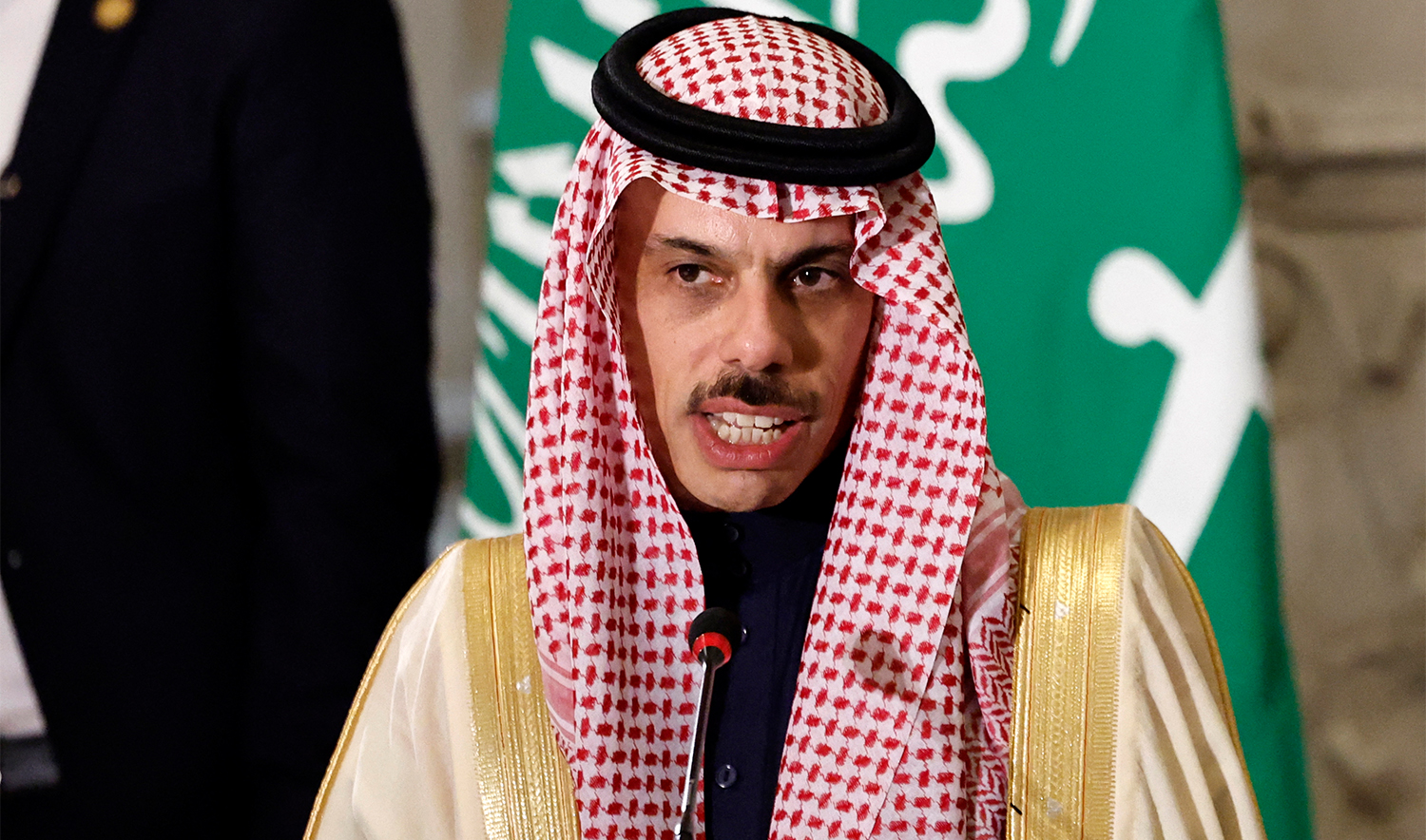 Saudi Foreign Minister Faisal bin Farhan speaks during a press conference in Cairo, Egypt, on January 28, 2024. (AFP/File)