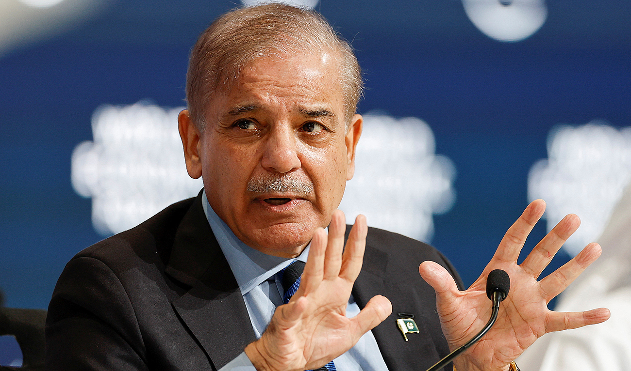 Pakistan's Prime Minister Shehbaz Sharif speaks at the World Economic Forum (WEF) in Riyadh on April 28, 2024. (REUTERS)