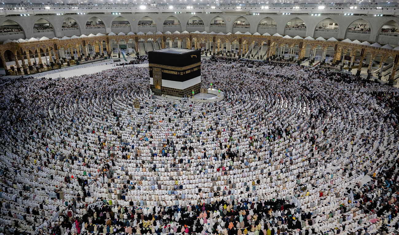 In this handout picture provided by the Saudi Press Agency (SPA) on June 29, 2023, Muslim pilgrims gather around the Kaaba, Islam's holiest shrine, at the Grand Mosque in the holy city of Mecca, on the second day of Eid Al-Adha that ends the Hajj pilgrimage. (AFP/File)