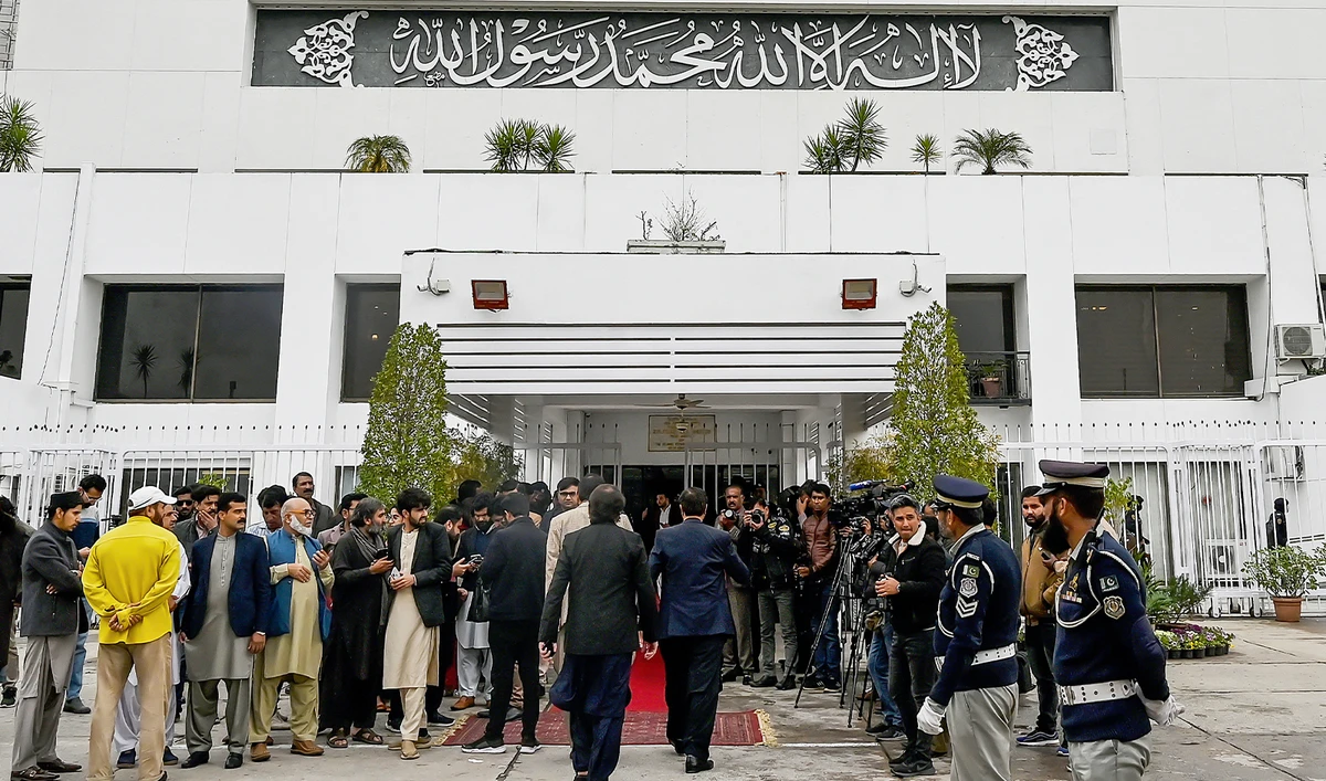 Lawmakers arrive at the Parliament House in Islamabad on March 3, 2024. (AFP/File)