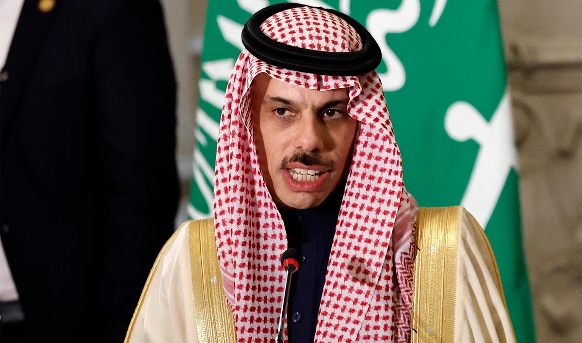 Saudi Foreign Minister Faisal bin Farhan speaks during a press conference in Cairo, Egypt, on January 28, 2024. (AFP/File)