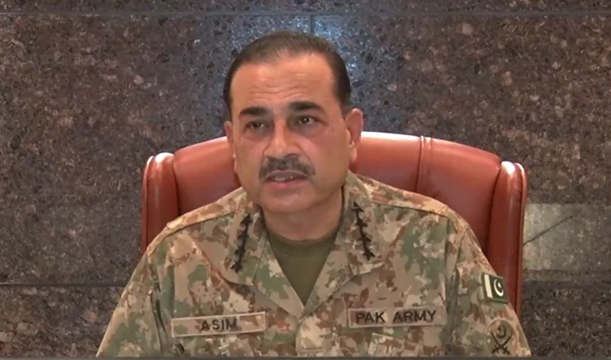 In this screengrab, taken from a handout video released by Pakistan’s Inter-Service Public Relations (ISPR), Pakistan Army Chief General Asim Munir speaks during the 263rd Corps Commanders’ Conference at the General Headquarters in Rawalpindi on March 5, 2024. (Photo courtesy: ISPR)