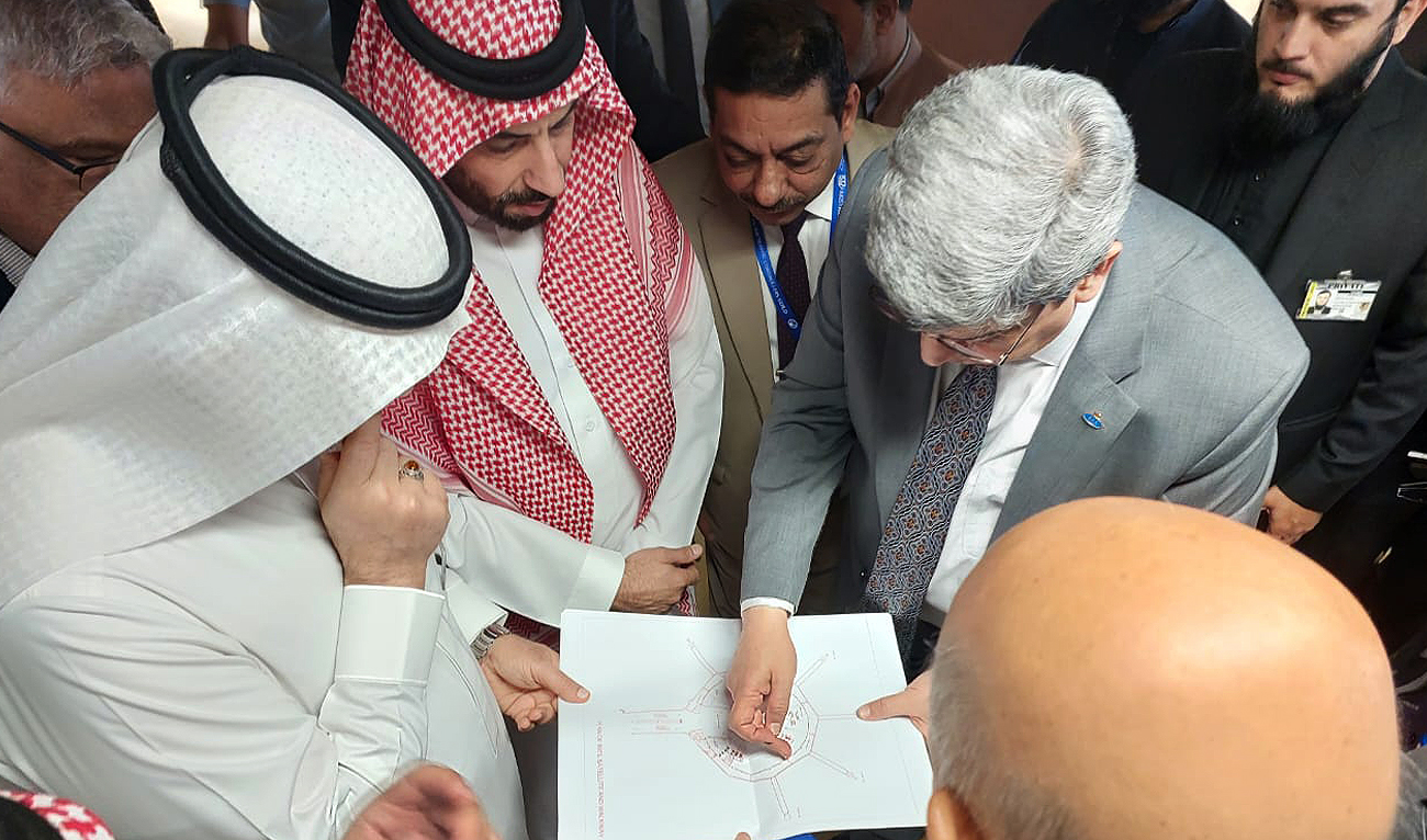 In this file photograph, taken and released by Pakistan’s Civil Aviation Authority on March 6, 2024, Pakistani officials brief Saudi delegations about the airport terminal at the Jinnah International Airport in Karachi, for Makkah Route Initiative’s expansion to Karachi. (Photo courtesy: CAA/File)