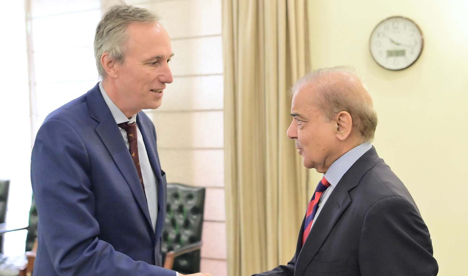 World Bank Vice President for South Asia Martin Raiser meets Pakistan's Prime Minister Shehbaz Sharif in Islamabad, Pakistan on May 8, 2024. (PID)