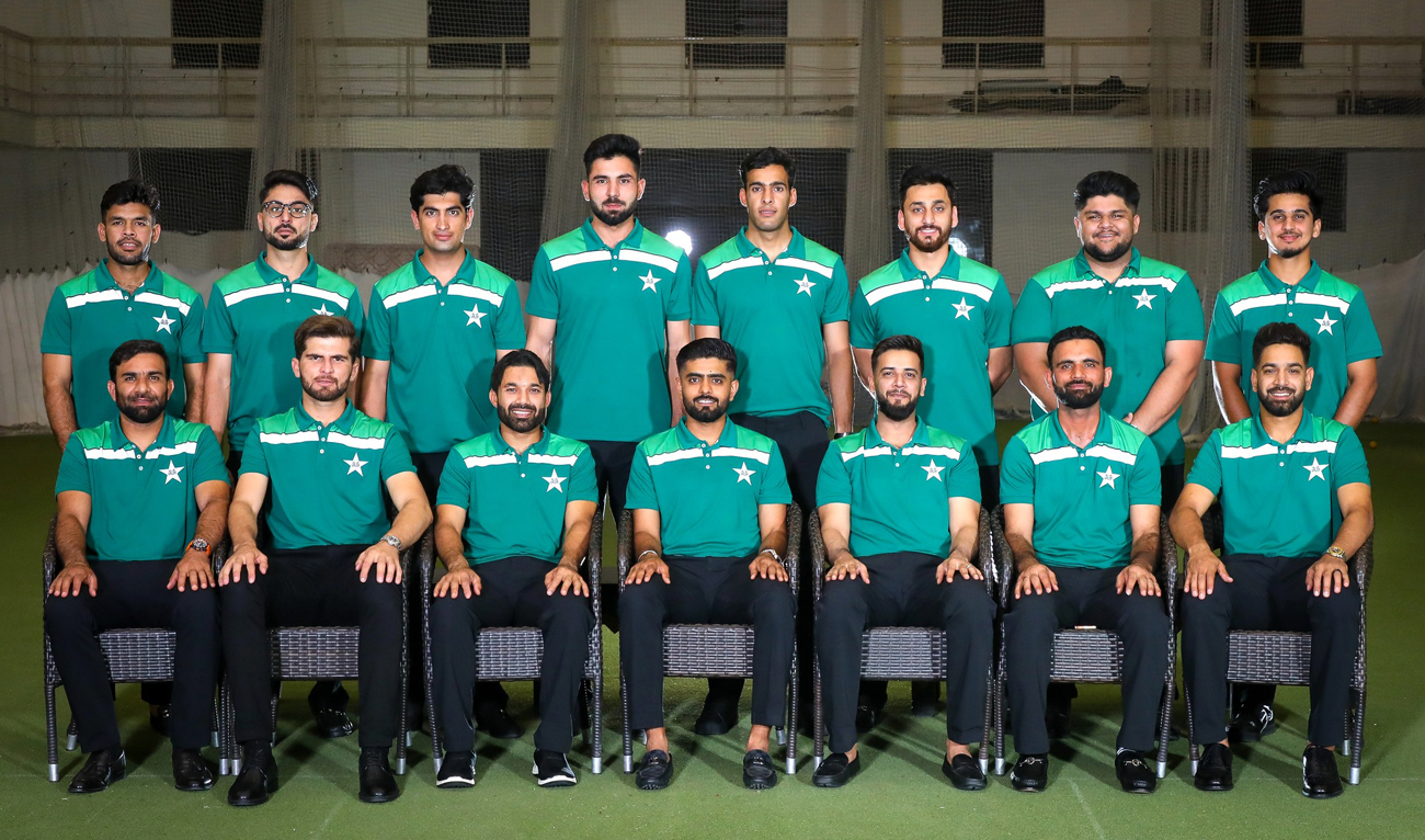 Pakistan cricket team pose for a group photograph in Lahore on May 7, 2024, ahead of three-match T20I series against Ireland. (Photo courtesy: PCB)