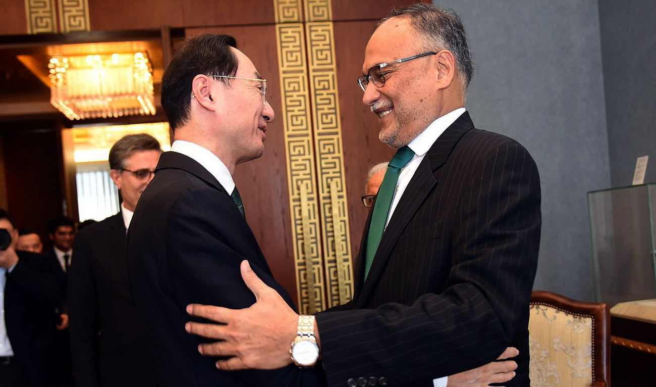 Pakistan’s Planning Minister Ahsan Iqbal meets Chinese Vice Foreign Minister Sun Weidong during his three-day visit to China at the Ministry of Foreign Affairs in Beijing on May 8, 2024. (Photo courtesy: X/Ahsan Iqbal)