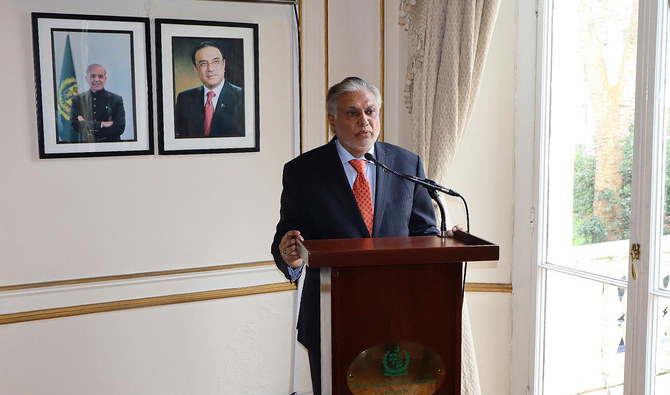 akistan’s Deputy Prime Minister and Foreign Minister Ishaq Dar speaks during an event to mark the Pakistan Day at the Pakistan High Commission in London on March 20, 2024. (Photo courtesy: X/PakistaninUK/File)