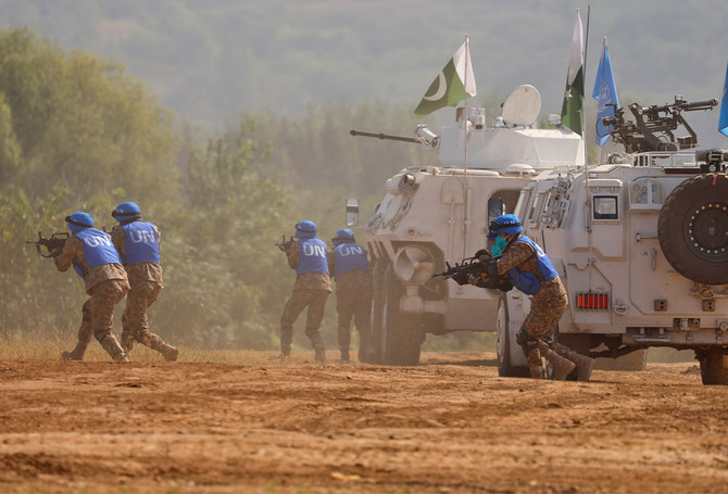 Pakistan soldiers take part in a multinational U.N. peacekeeping military exercise with troops of the Chinese People's Liberation Army (PLA), Mongolia and Thailand, on the outskirts of Zhumadian, Henan province, China, on September 15, 2021. (REUTERS/File)