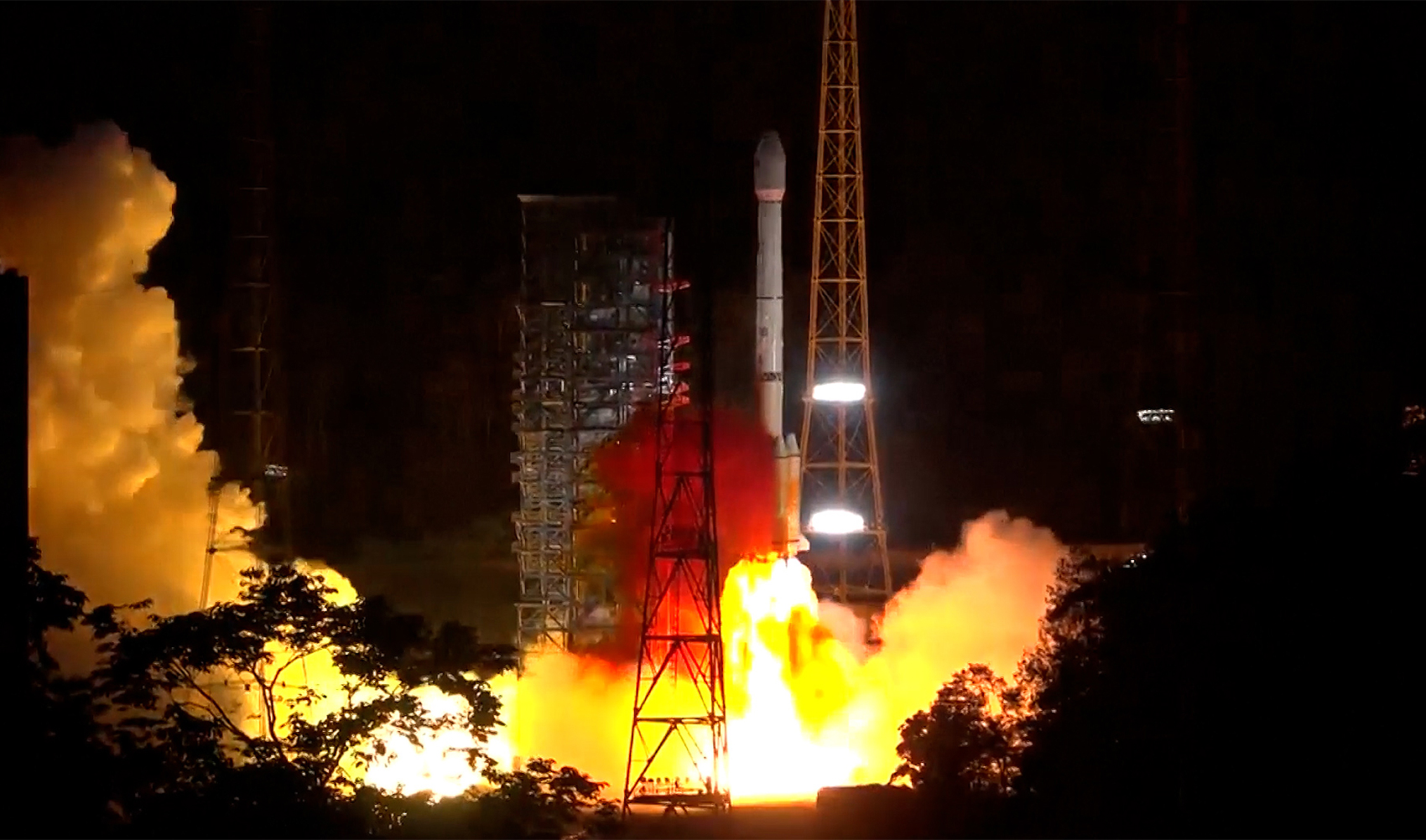 The screengrab taken from China News Service via Reuters shows Pakistani communication satellite PAKSAT MM1 being launched into space in Xichang, China on May 30, 2024. (China News Service/Reuters)