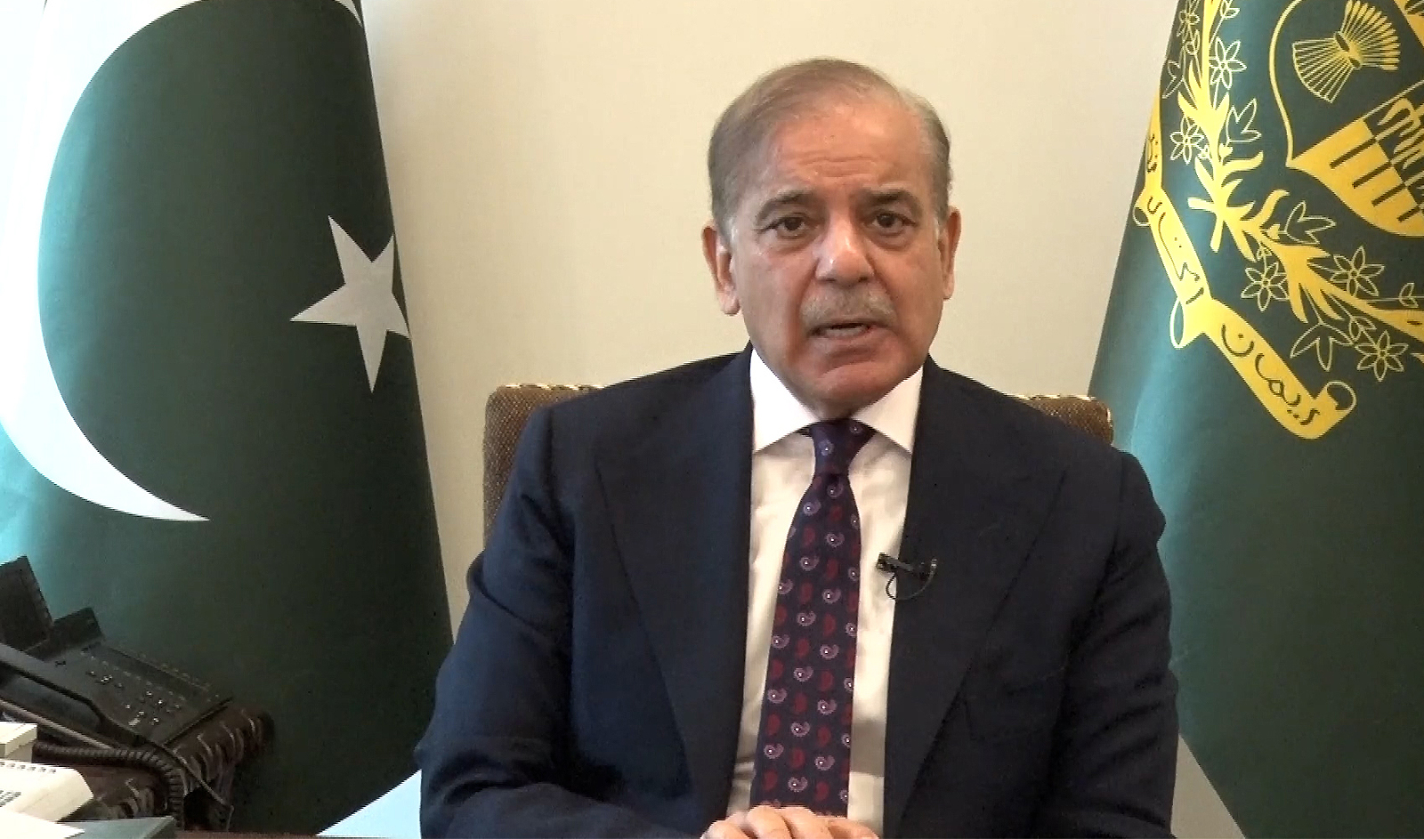 Pakistan Prime Minister Shehbaz Sharif addresses the nation in Islamabad, Pakistan on May 30, 2024. (PID)