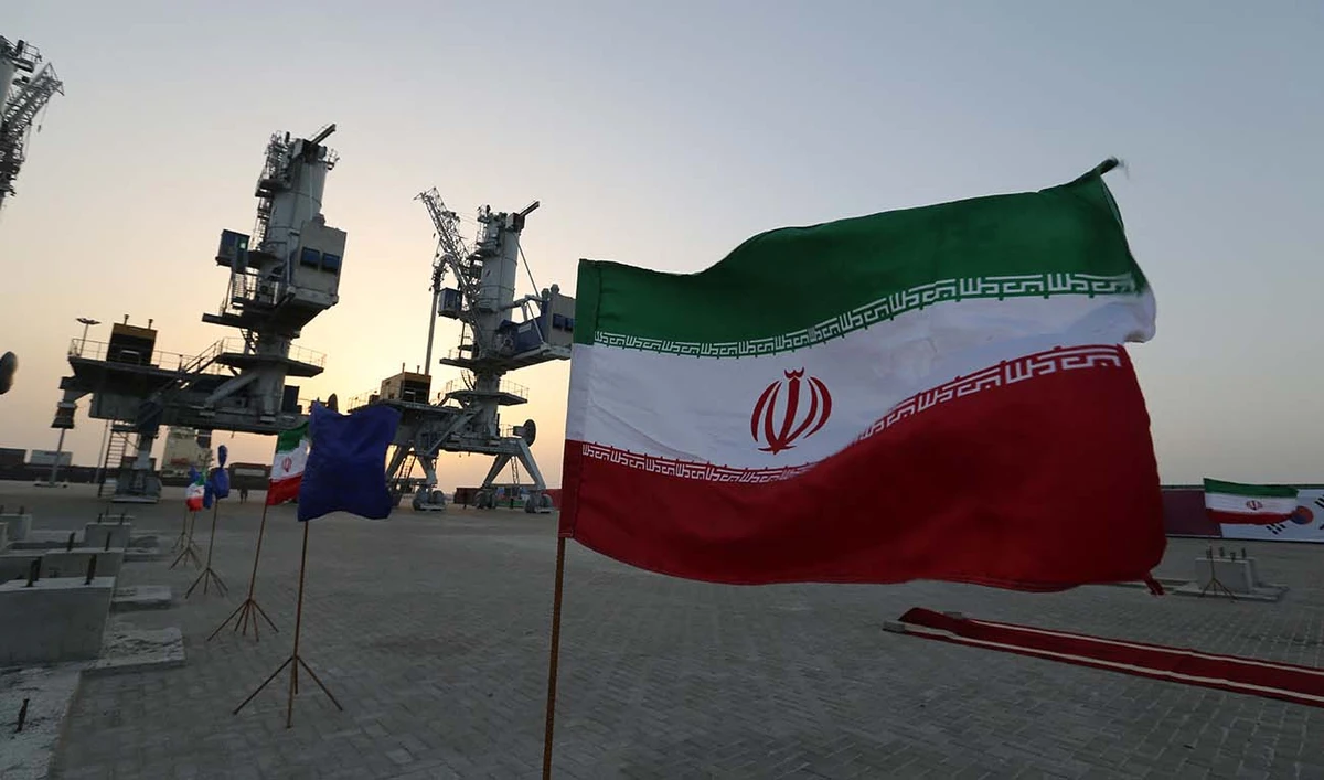 Iranian flags flutter during an inauguration ceremony for new equipment and infrastructure on February 25, 2019 at the Shahid Beheshti Port in the southeastern Iranian coastal city of Chabahar, on the Gulf of Oman. (AFP/File)