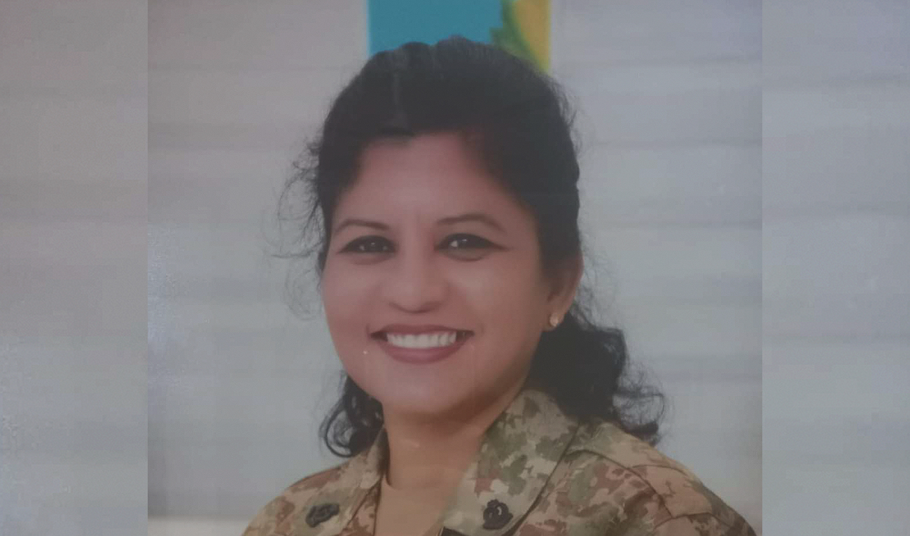 This undated photo, shared by Pakistani journalist Sumaira Raja on social media platform X on June 1, 2024, shows Pakistan Army’s Brig. Helen Mary Roberts. (Photo courtesy: X/ @SUMAIRA__RAJA)