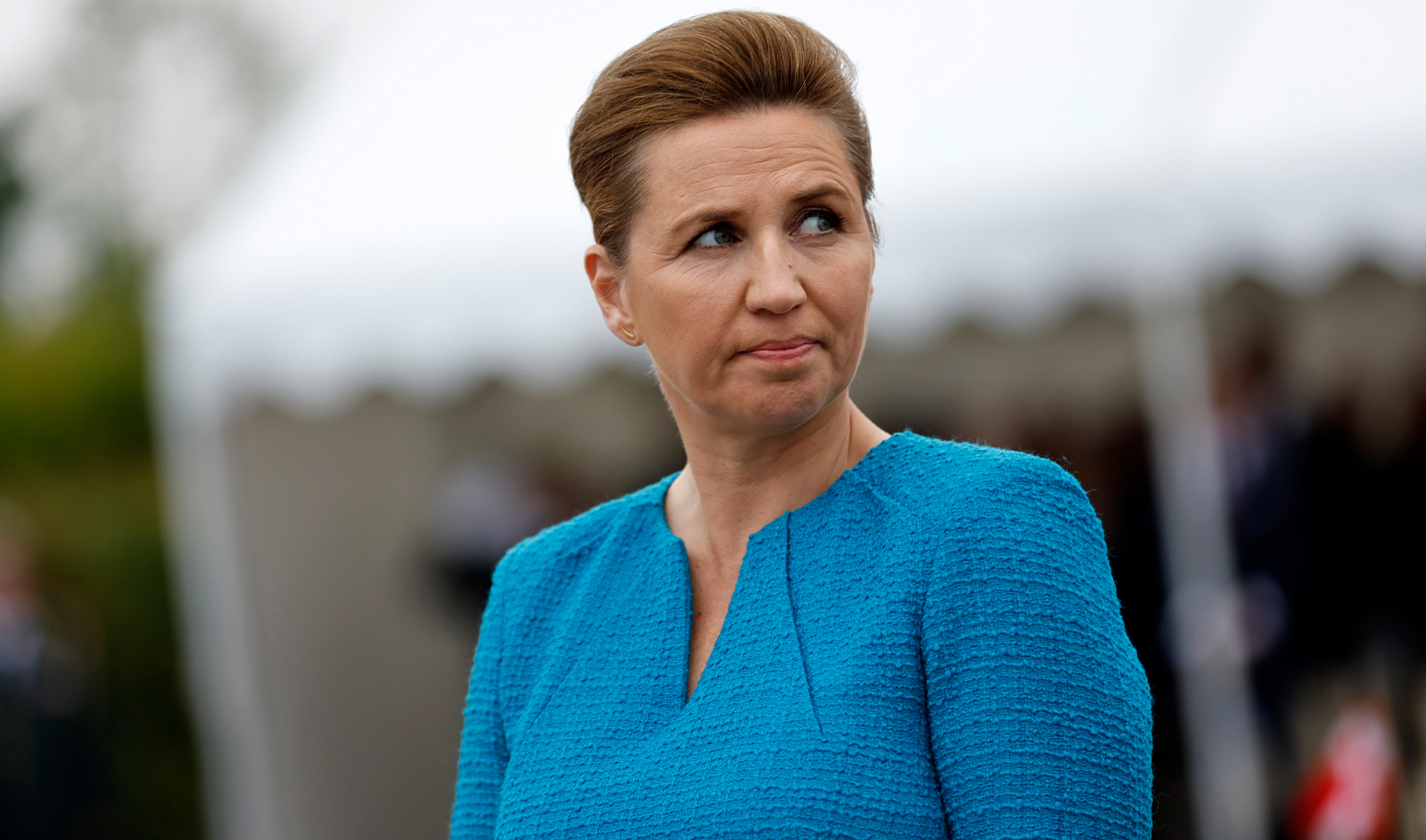 Denmark's Prime Minister Mette Frederiksen attends a ceremony at the Danish monument outside of Sainte Marie du Mont, Normandy, on June 6, 2024. (AP/File)