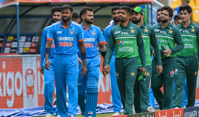 India's (L) and Pakistan's palyers arrive for the Asia Cup 2023 one-day international (ODI) cricket match between India and Pakistan at the Pallekele International Cricket Stadium in Kandy on September 2, 2023. (AFP/File)