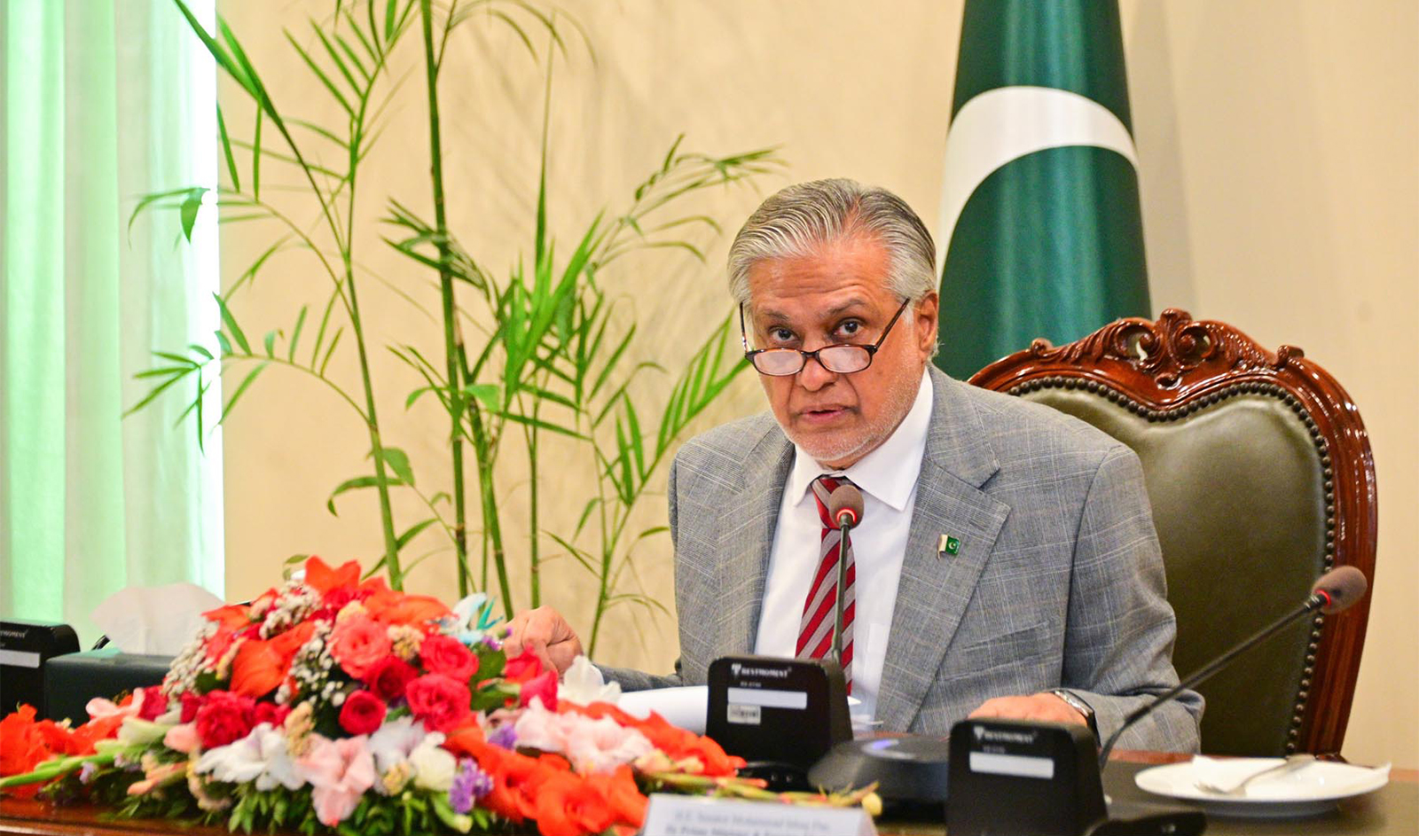 Pakistan's Deputy Prime Minister and Foreign Minister, Ishaq Dar, is chairing a meeting in Islamabad, Pakistan, on May 24, 2024. (PID)