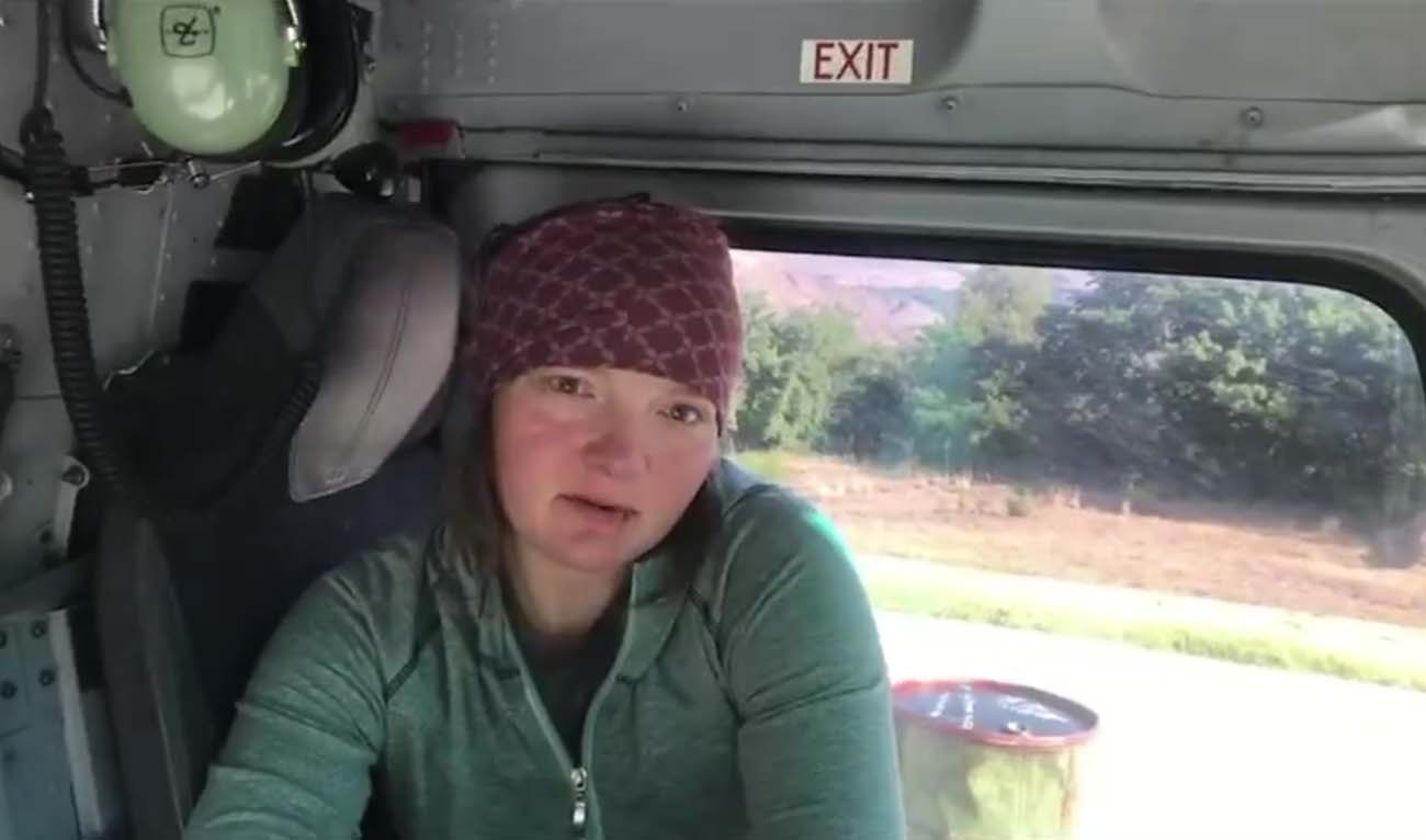 The still image taken from a video shows Estonian climber Saama Marie after she injured her leg whilst attempting to climb the Nanga Parbat mountain in Pakistan’s northern Gilgit-Baltistan region. (PTV News/X)