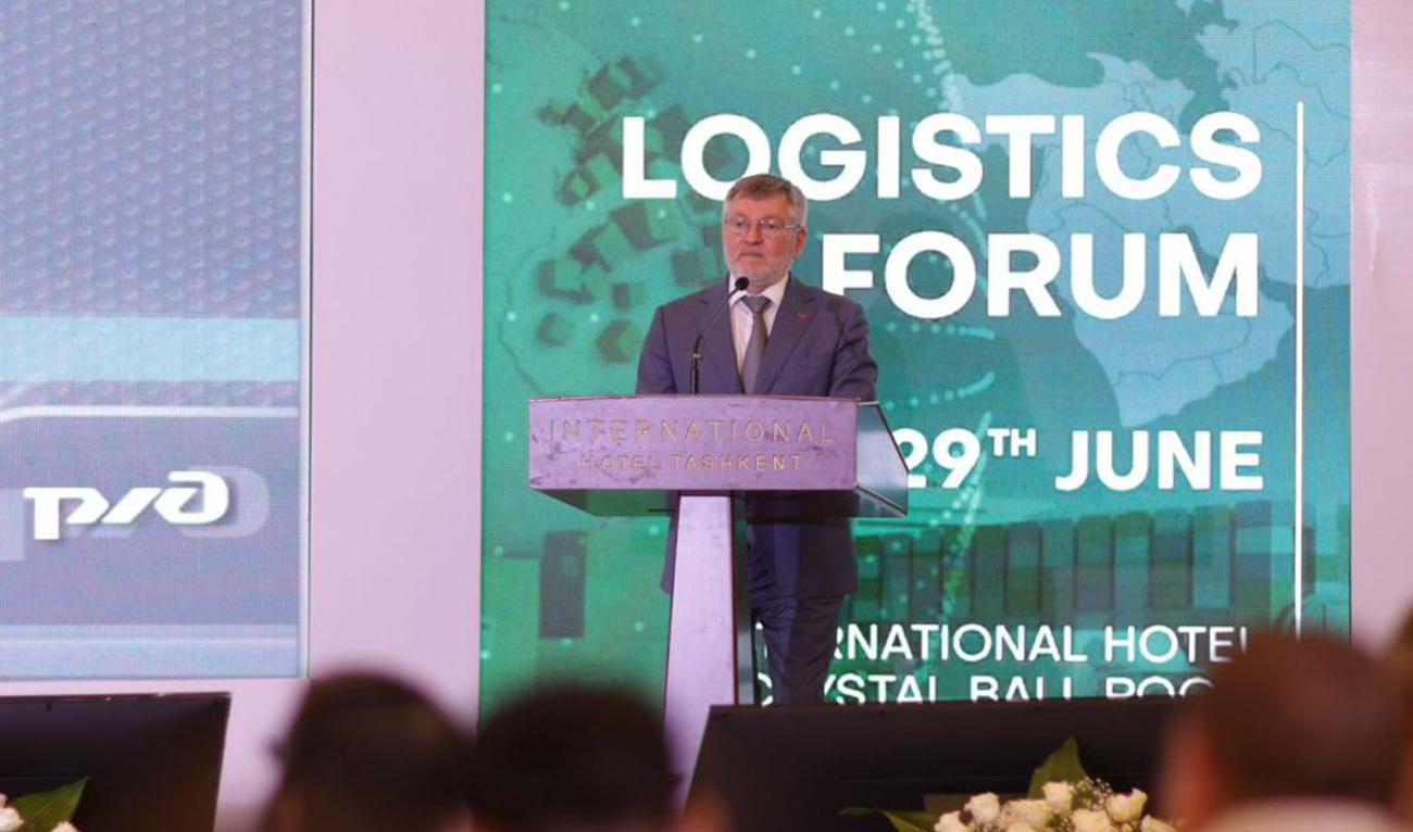 Uzbeki official speaks at the Pakistan-Uzbekistan Logistics Forum on Saturday in Tashkent on June 29, 2024. (Photo courtesy: X/@official_tdap)