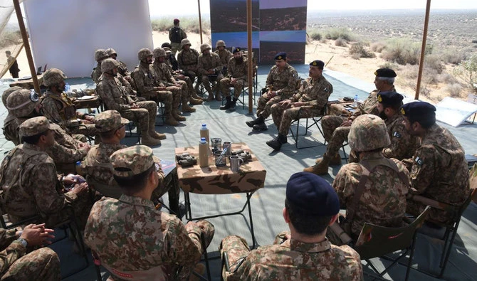 In this file photo, taken and released by Pakistan’s Inter-Service Public Relations (ISPR) on March 9, 2024, Pakistan’s Army Chief General Asim Munir meets military personnel during an exercise in Rahim Yar Khan. (Photo courtesy: ISPR)