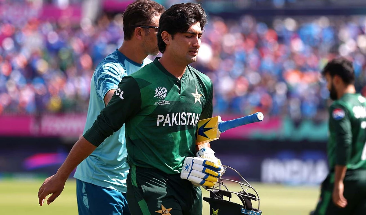 Naseem Shah of Pakistan Shows dejection after being dismissed during the ICC Men's T20 Cricket World Cup West Indies & USA 2024 match between India and Pakistan at Nassau County International Cricket Stadium on June 09, 2024 in New York, New York. (AFP/File)