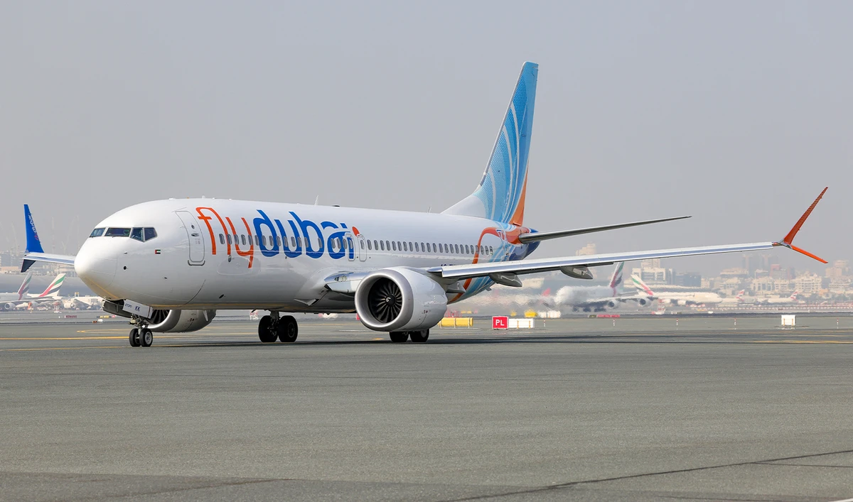 A Fly Dubai Boeing 737 Max taxis at Dubai International Airport in Dubai, on November 22, 2023. (AFP/File)