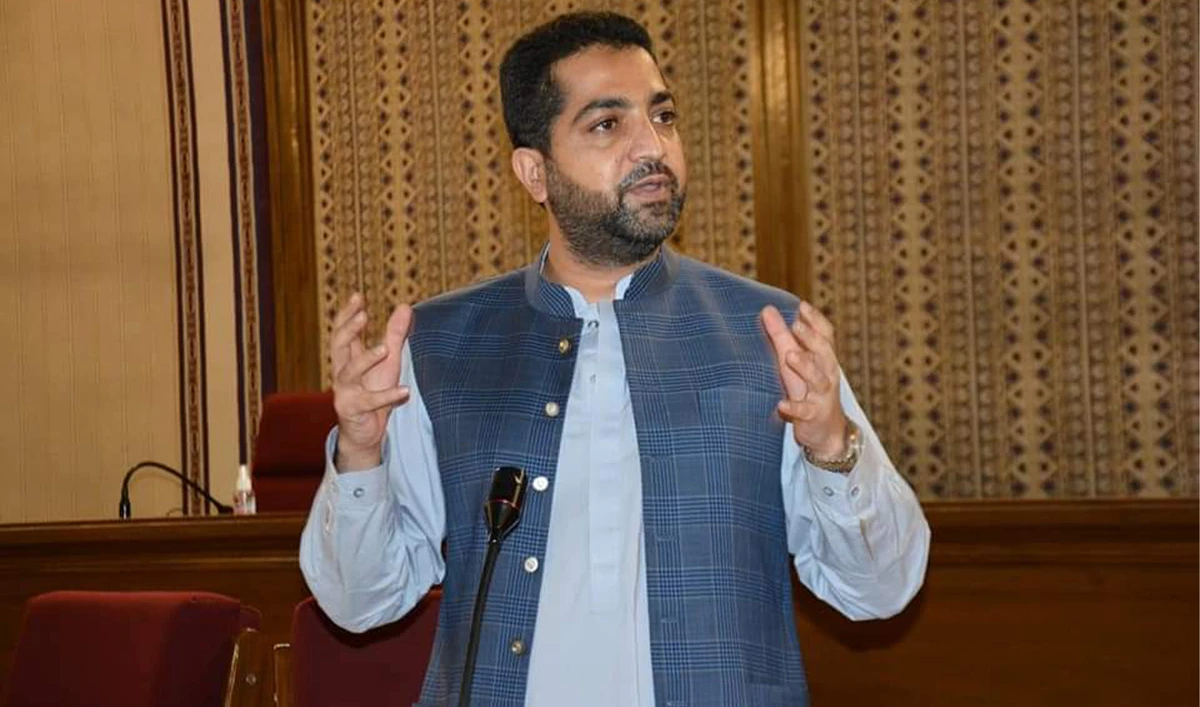 Balochistan’s Home Minister Mir Ziaullah Langau is addressing an event in Quetta, Balochistan on June 11, 2021. (Radio Pakistan/File)