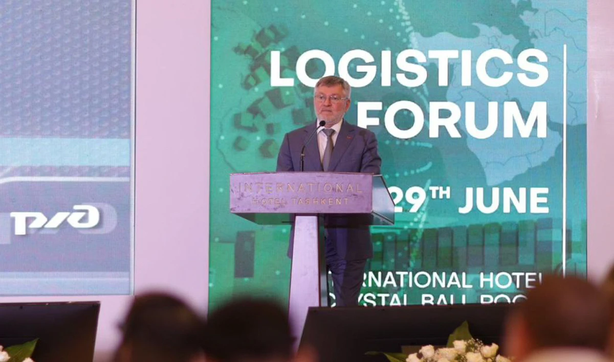 Uzbeki official speaks at the Pakistan-Uzbekistan Logistics Forum on Saturday in Tashkent on June 29, 2024. (Photo courtesy: X/@official_tdap)
