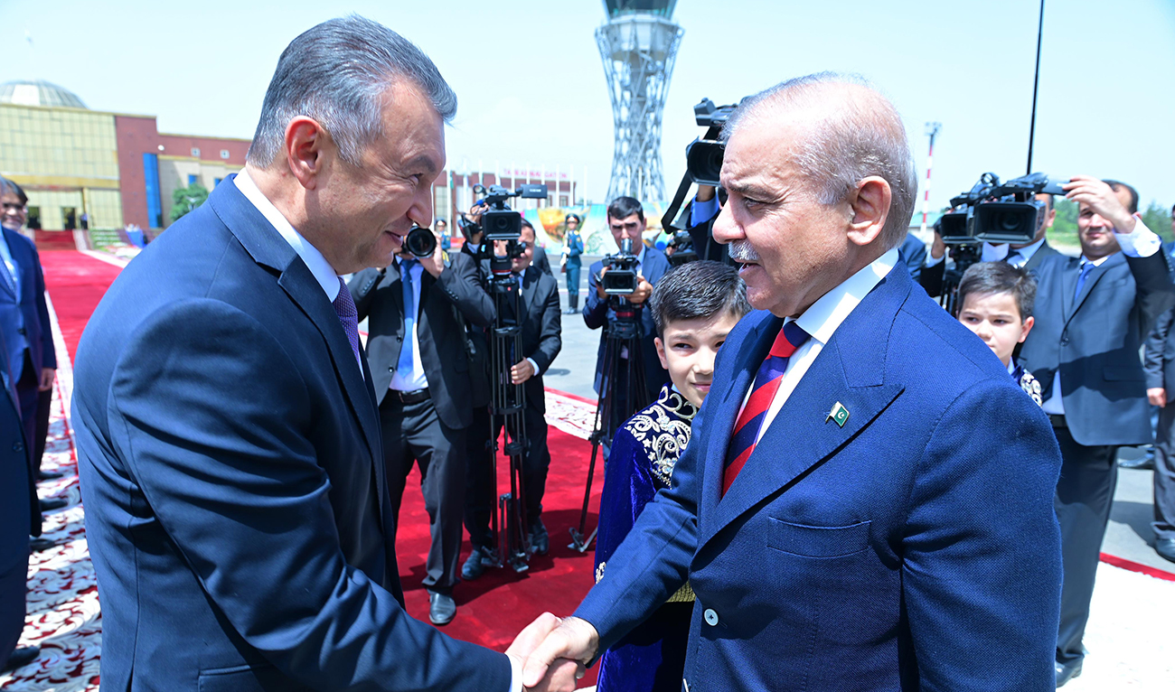 Prime Minister Shehbaz Sharif arrives at Dushanbe Airport official visit of Tajikistan on July 2, 2024. (PMO)