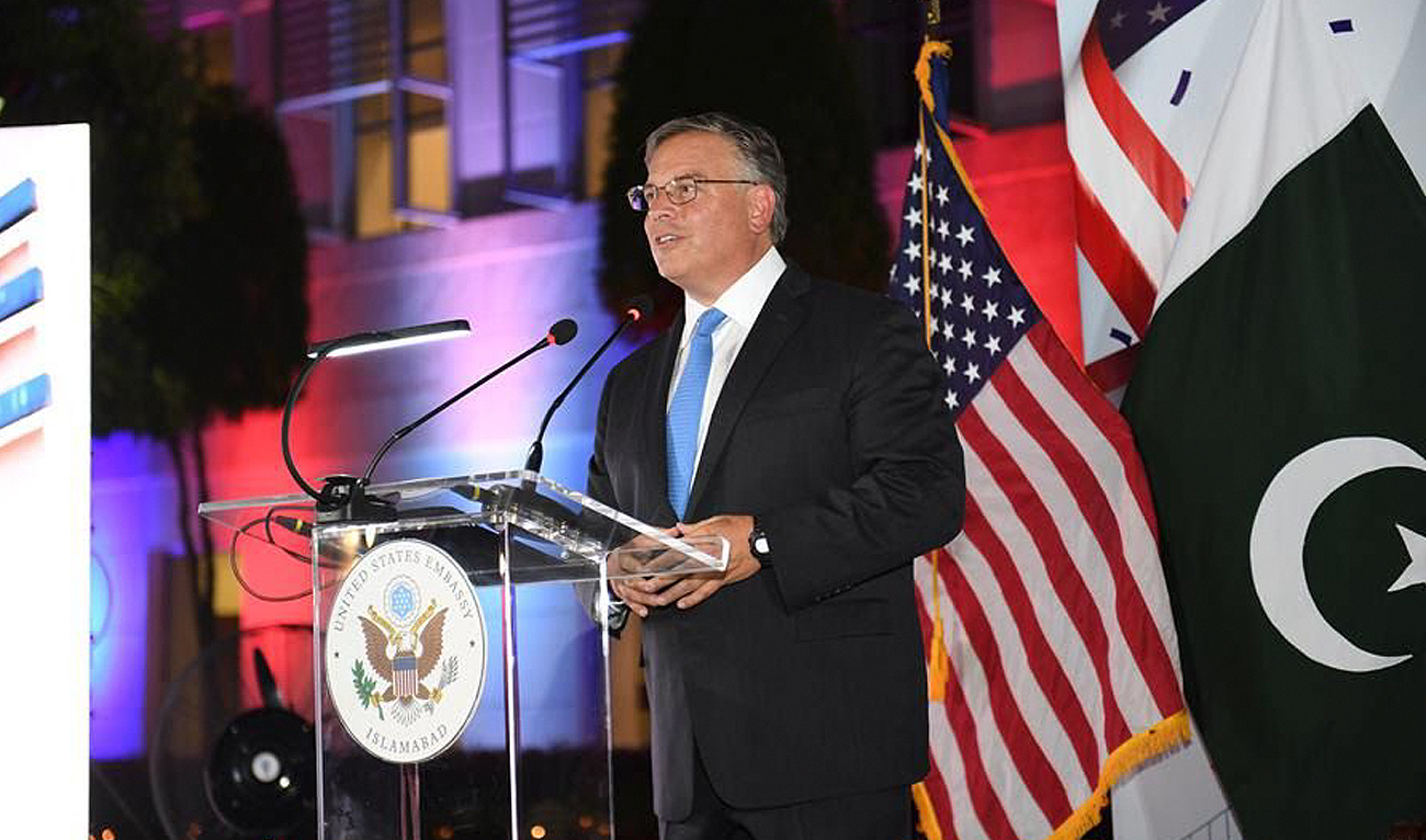 In this handout photo, taken and released by the embassy of the United States of America in Islamabad, US Ambassador Donald Blome speaks during an event to mark America’s Independence Day in Islamabad on June 2, 2024. (Photo courtesy: US Embassy Islamabad)