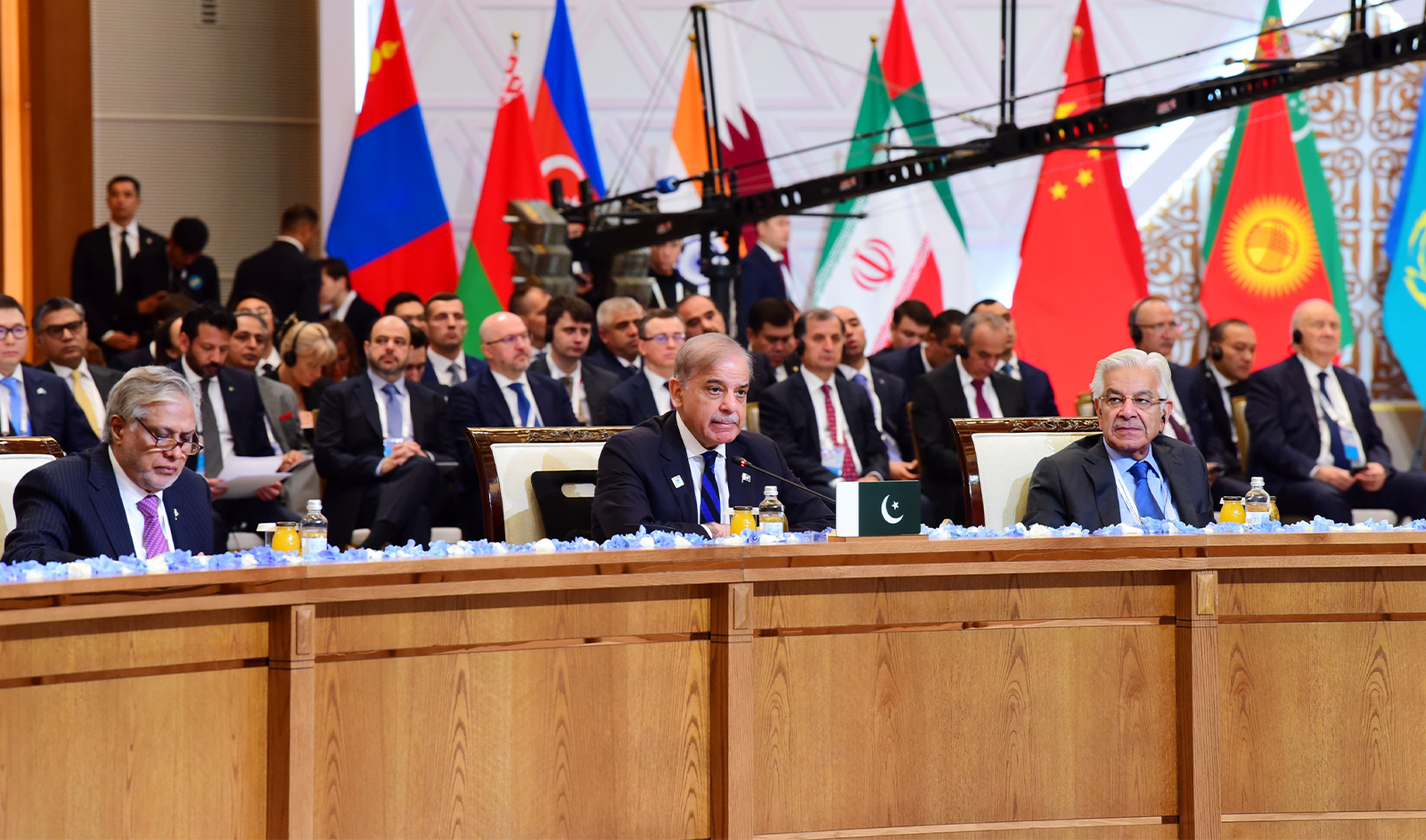 Pakistan Prime Minister Shehbaz Sharif (center) is addressing Shanghai Cooperation Organization summit in Astana, Kazakhstan on July 4, 2024. (PMO)