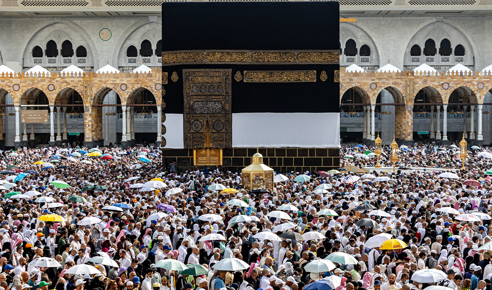Muslim pilgrims perform the farewell circumambulation or "tawaf", circling seven times around the Kaaba, Islam's holiest shrine, at the Grand Mosque in the holy city of Makkah on June 18, 2024 at the end of the annual hajj pilgrimage. (AFP/File)