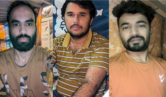 Undated file photos of three out of the six Pakistani nationals allegedly taken hostage by fake job scammers in Myanmar. (Photo courtesy: Aashiq Hussain)