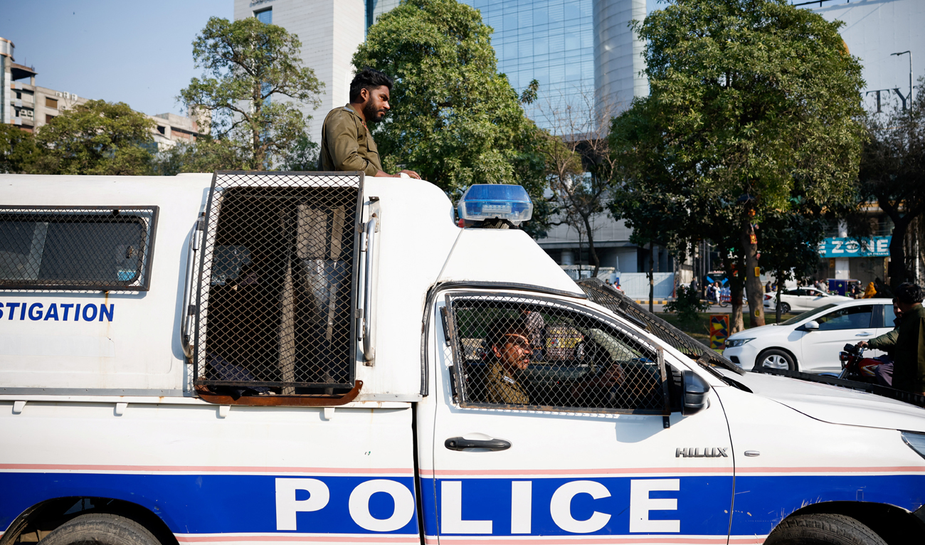 In this file photograph, taken on February 11, 2024, Pakistan police patrol in Lahore. (REUTERS/File)